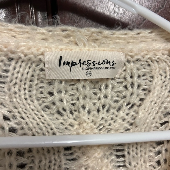 Impressions Cream Cable Knit Cardigan - Picture 4 of 4